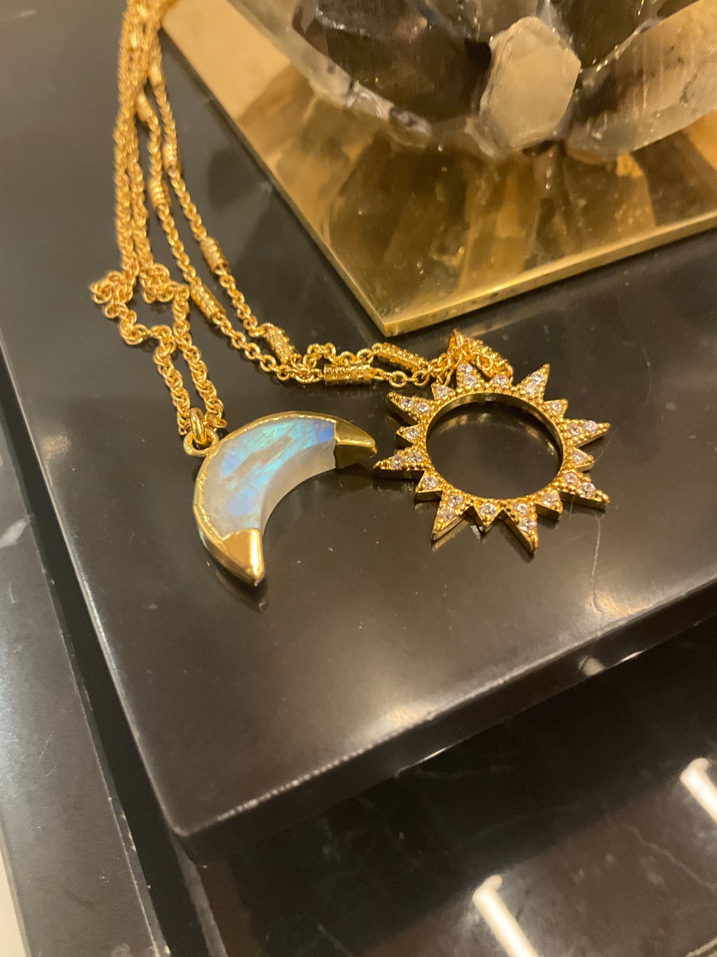 Live by the Sun, Love by the Moon Necklace Set - Moon Stone