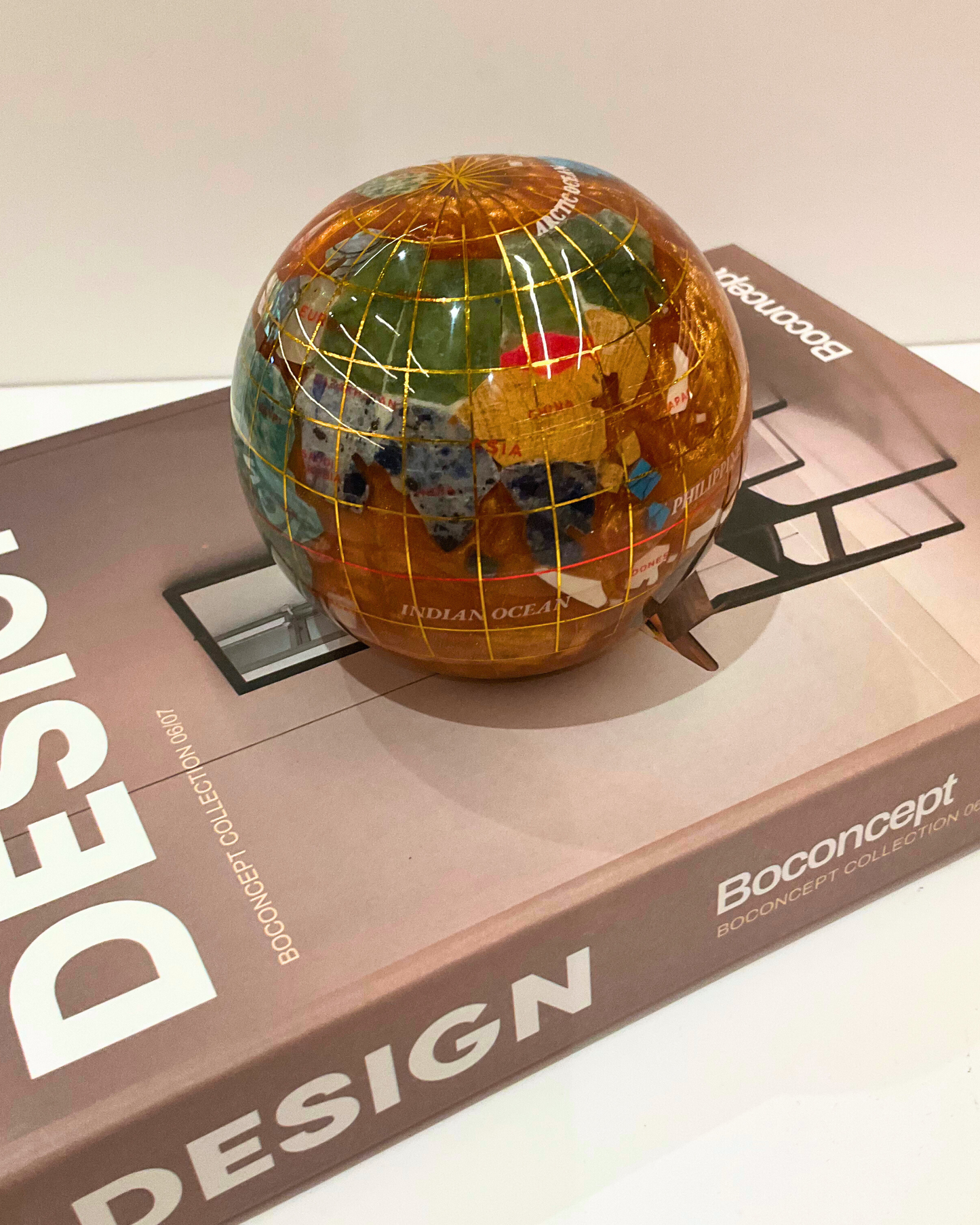 3” Amber & Opalite Decorative Globe