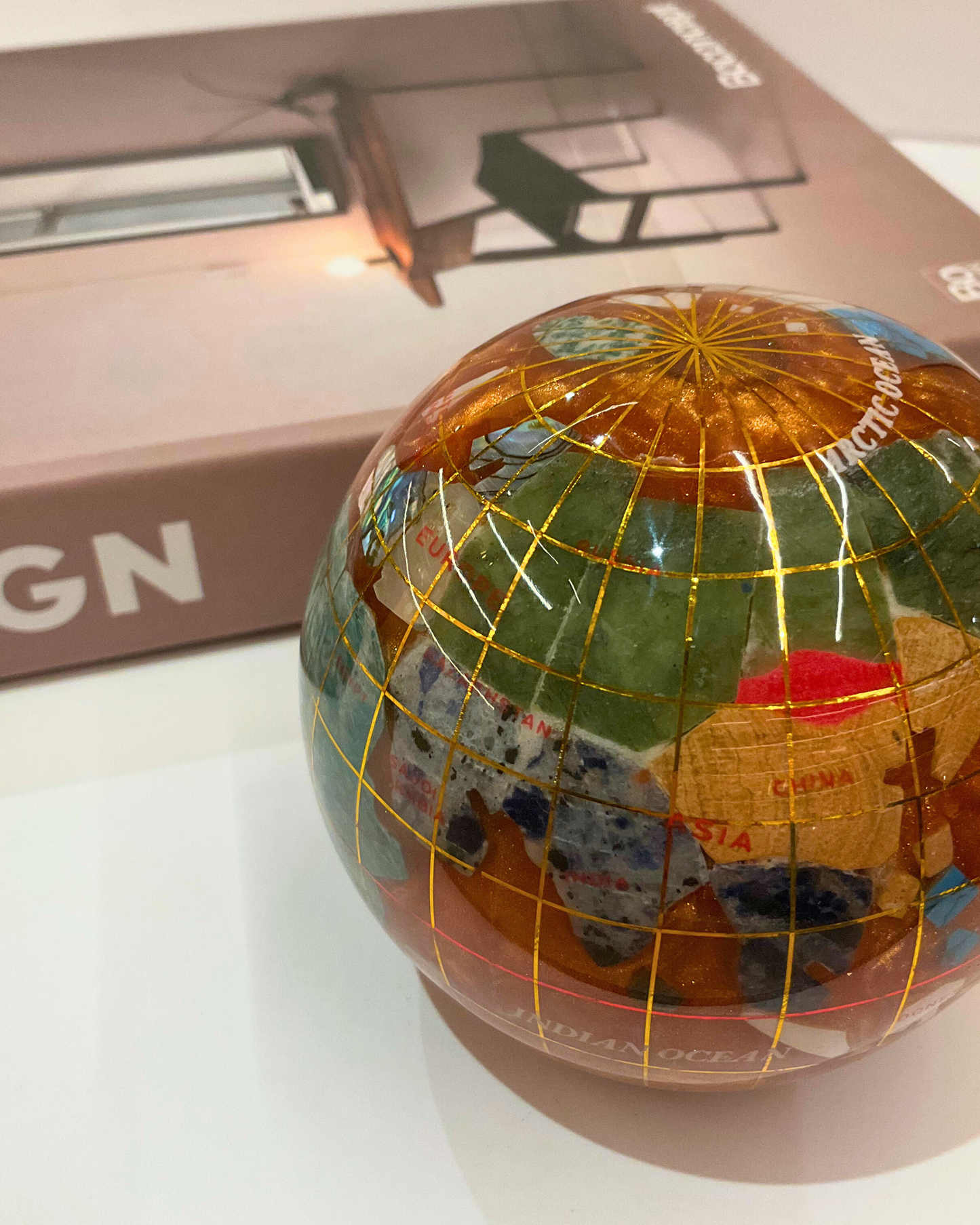3” Amber & Opalite Decorative Globe