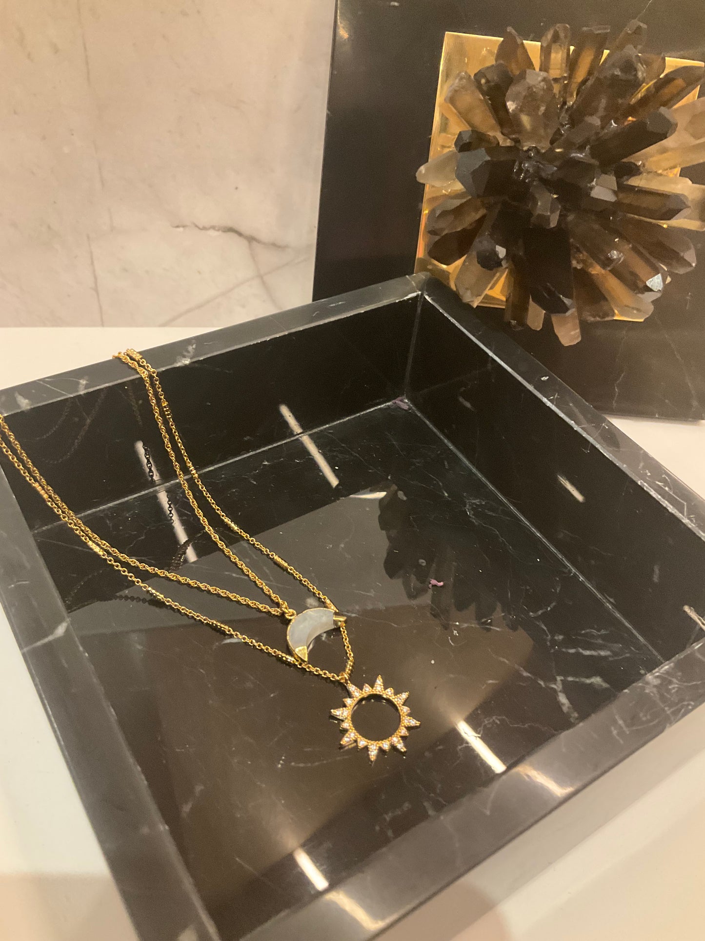 Live by the Sun, Love by the Moon Necklace Set - Moon Stone