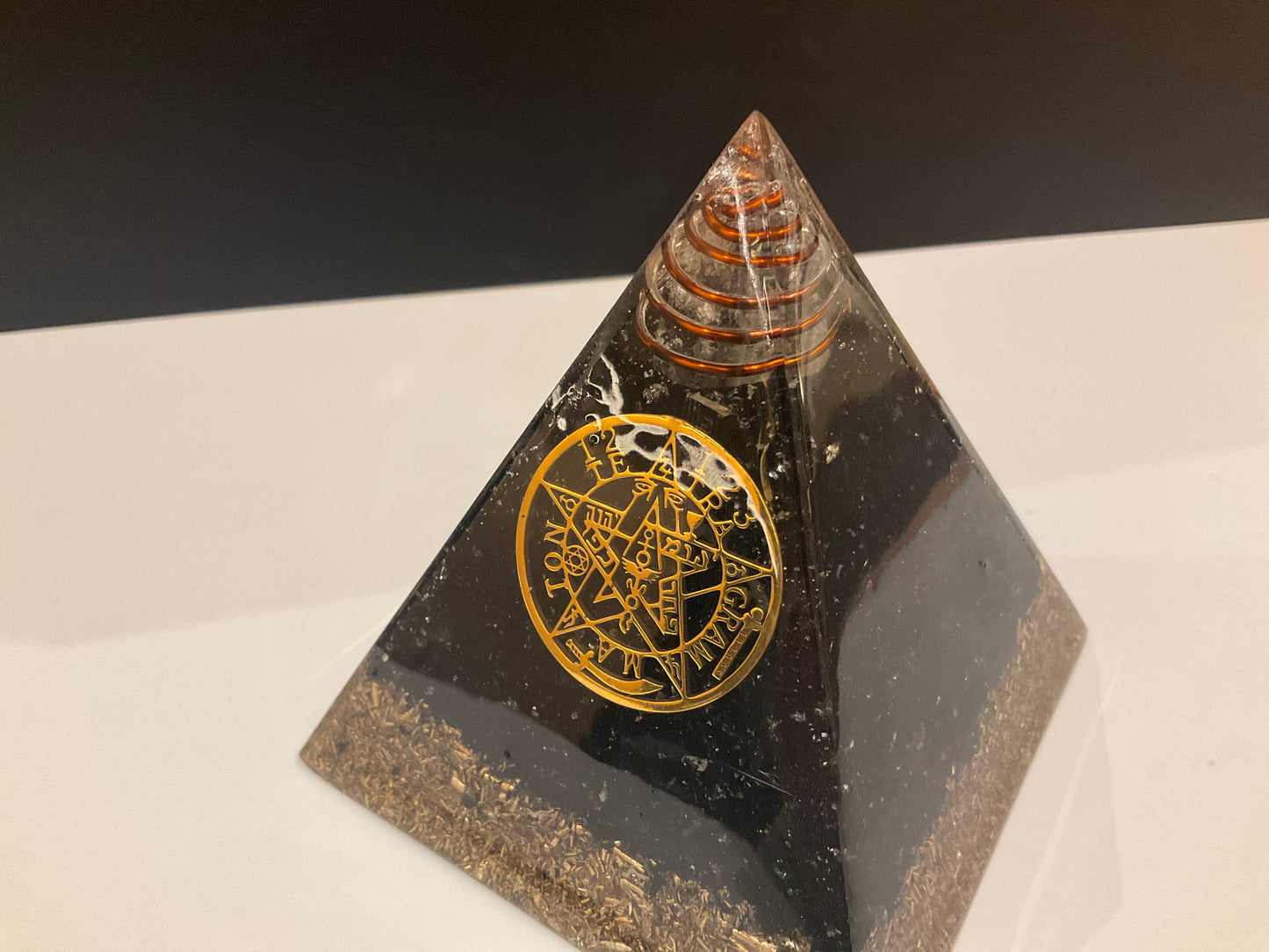 Tetragrammaton Pyramid with Black Tourmaline