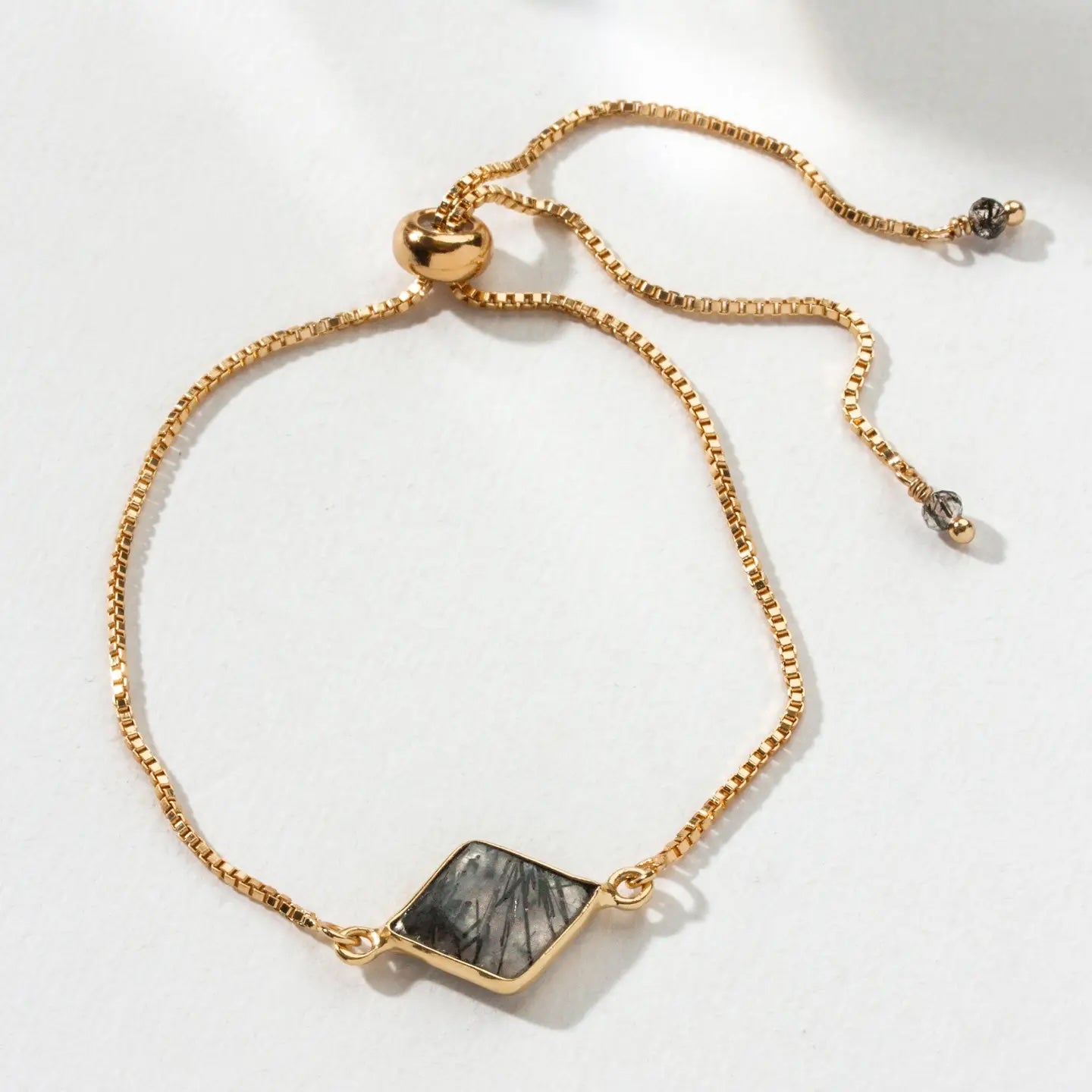 Hidden Gem Adjustable Bracelet – Gold Adjustable Bracelet with Energy Stone for Harmony and Protection