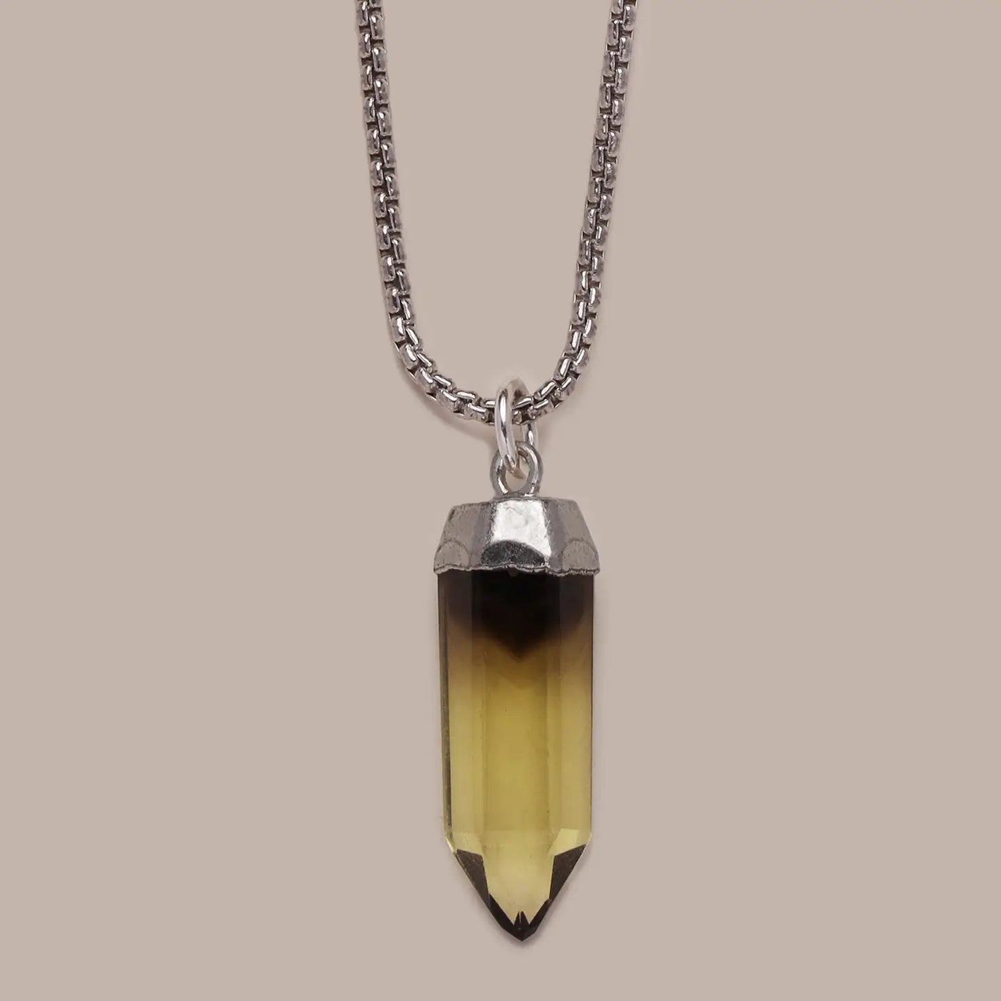 925 Sterling Silver Lemon Quartz Point Pendant Necklace (Limited Edition)