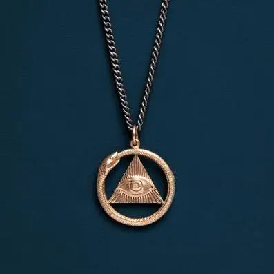 All Seeing Eye Pendant + Ouroboros Snake Pendant Necklace