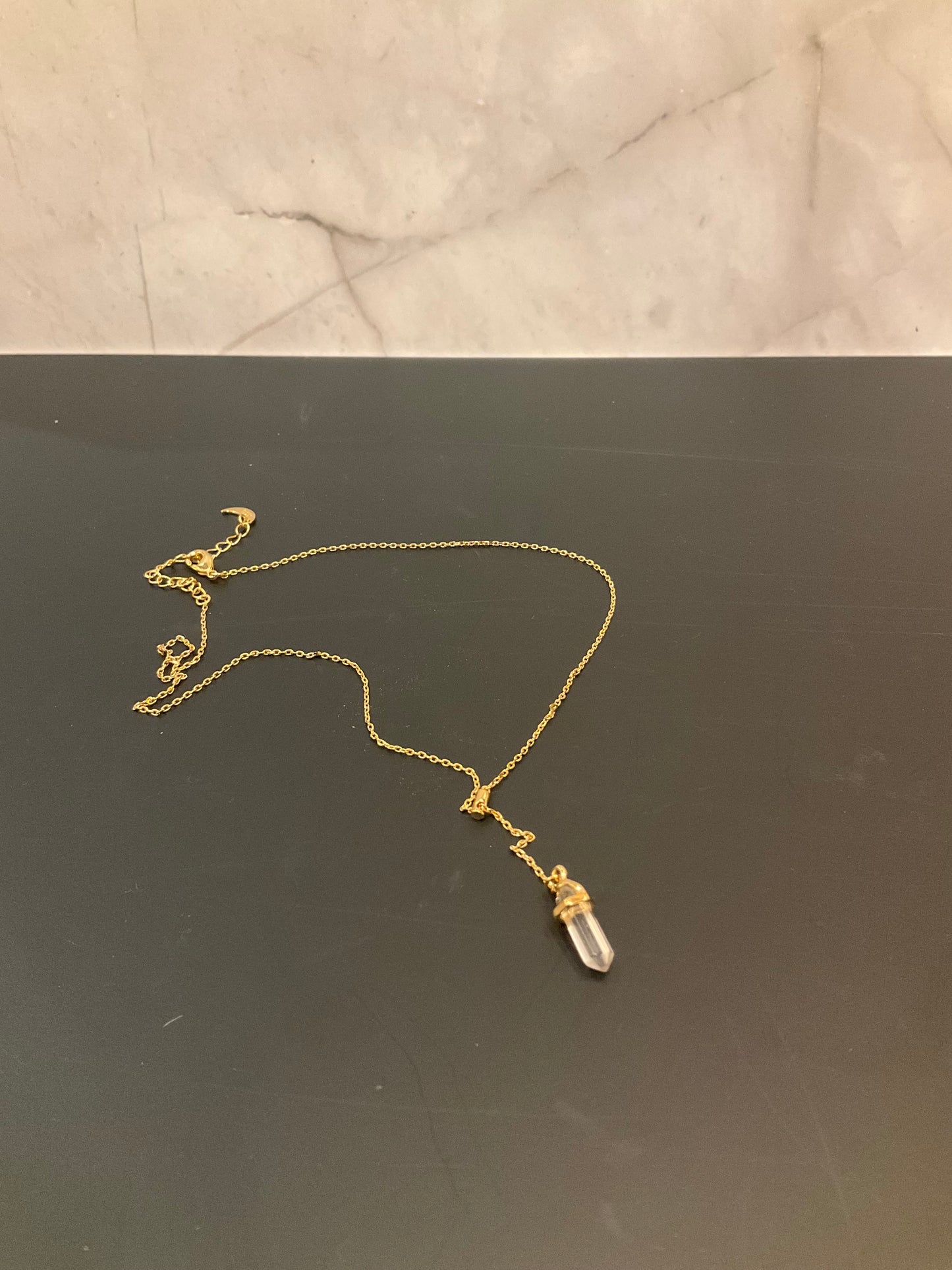 Prism Point Lariat - Clear Quartz