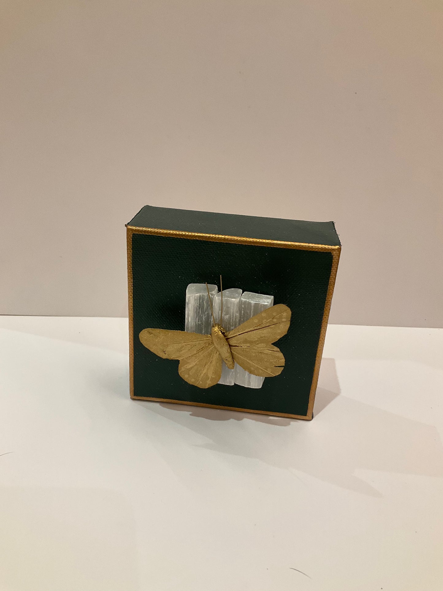 Butterfly On Selenite Art - Small