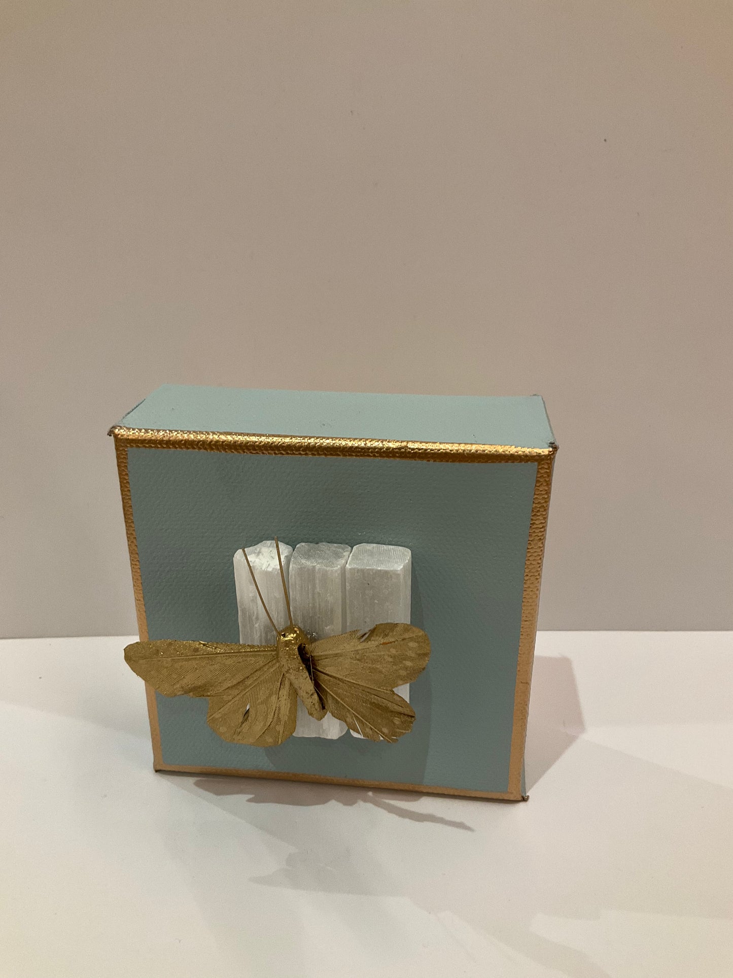 Butterfly On Selenite Art - Small
