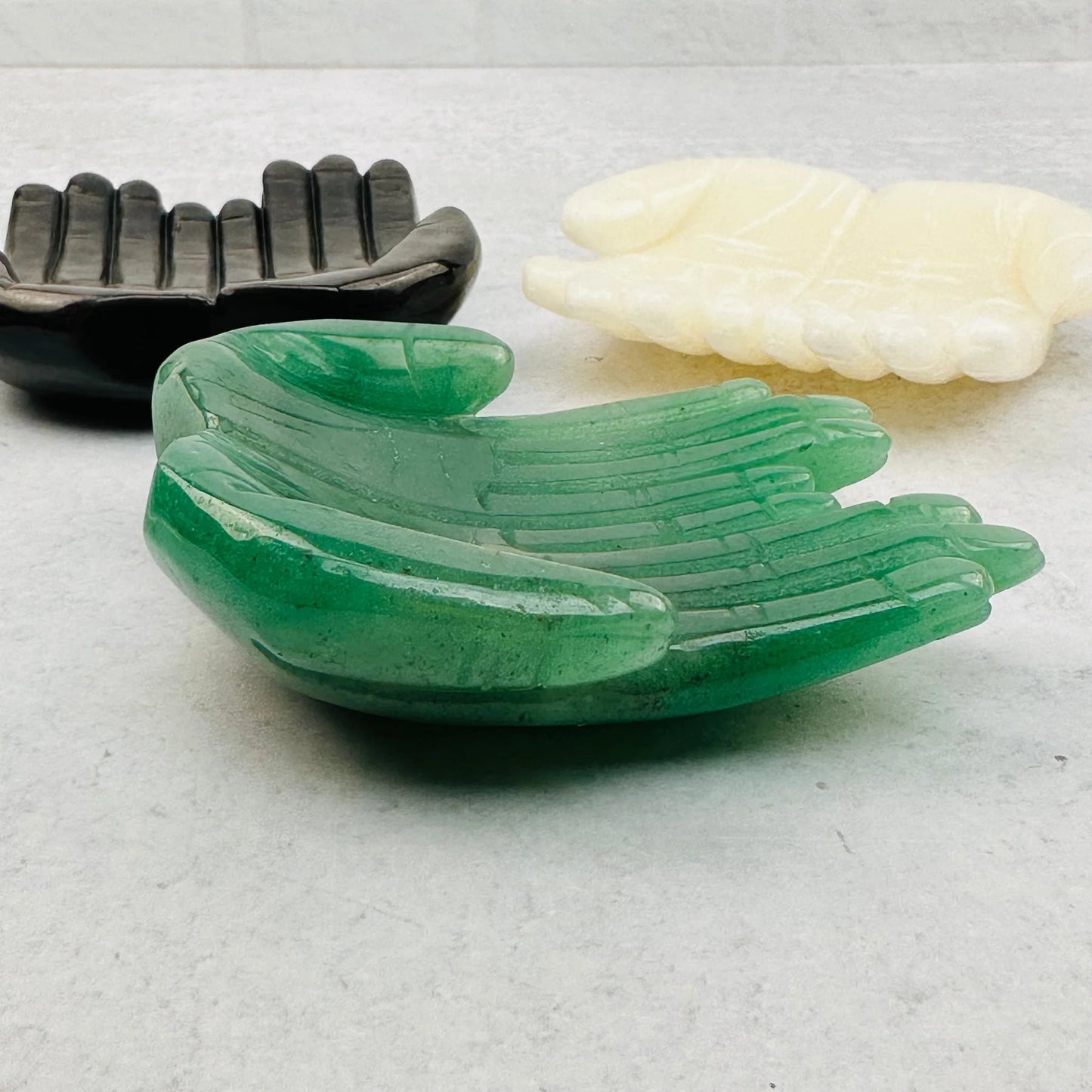 Sacred Union – Hand-Carved Crystal Hands Sculpture for Peace and Spiritual Connection