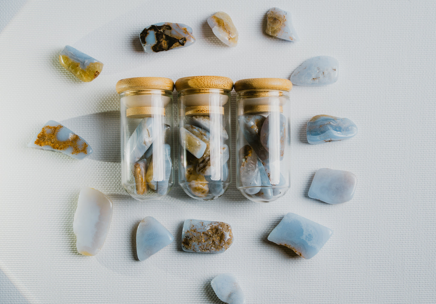 Blue Chalcedony Mini Jar – Luminous Mineral for Calm, Clarity, and Serene Elegance