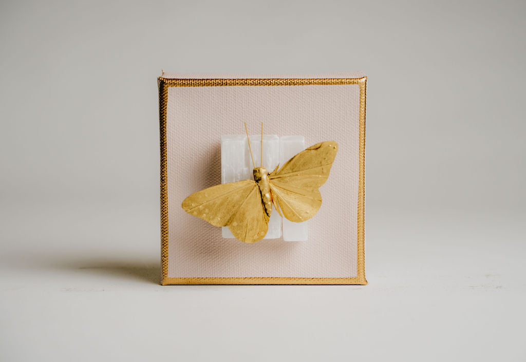 Butterfly on Selenite Wall Art – Small Decorative Piece with Charm and Sophistication