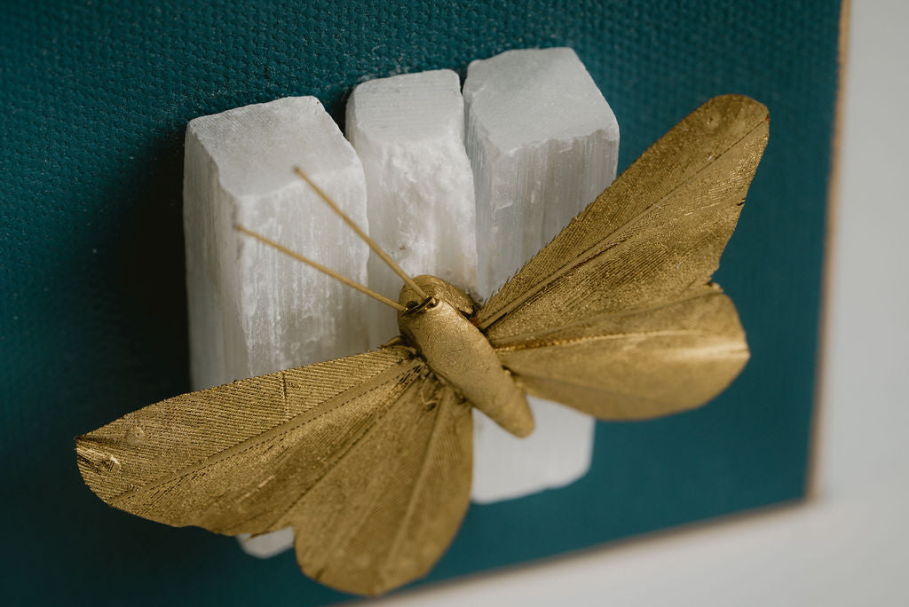 Butterfly on Selenite Wall Art – Small Decorative Piece with Charm and Sophistication