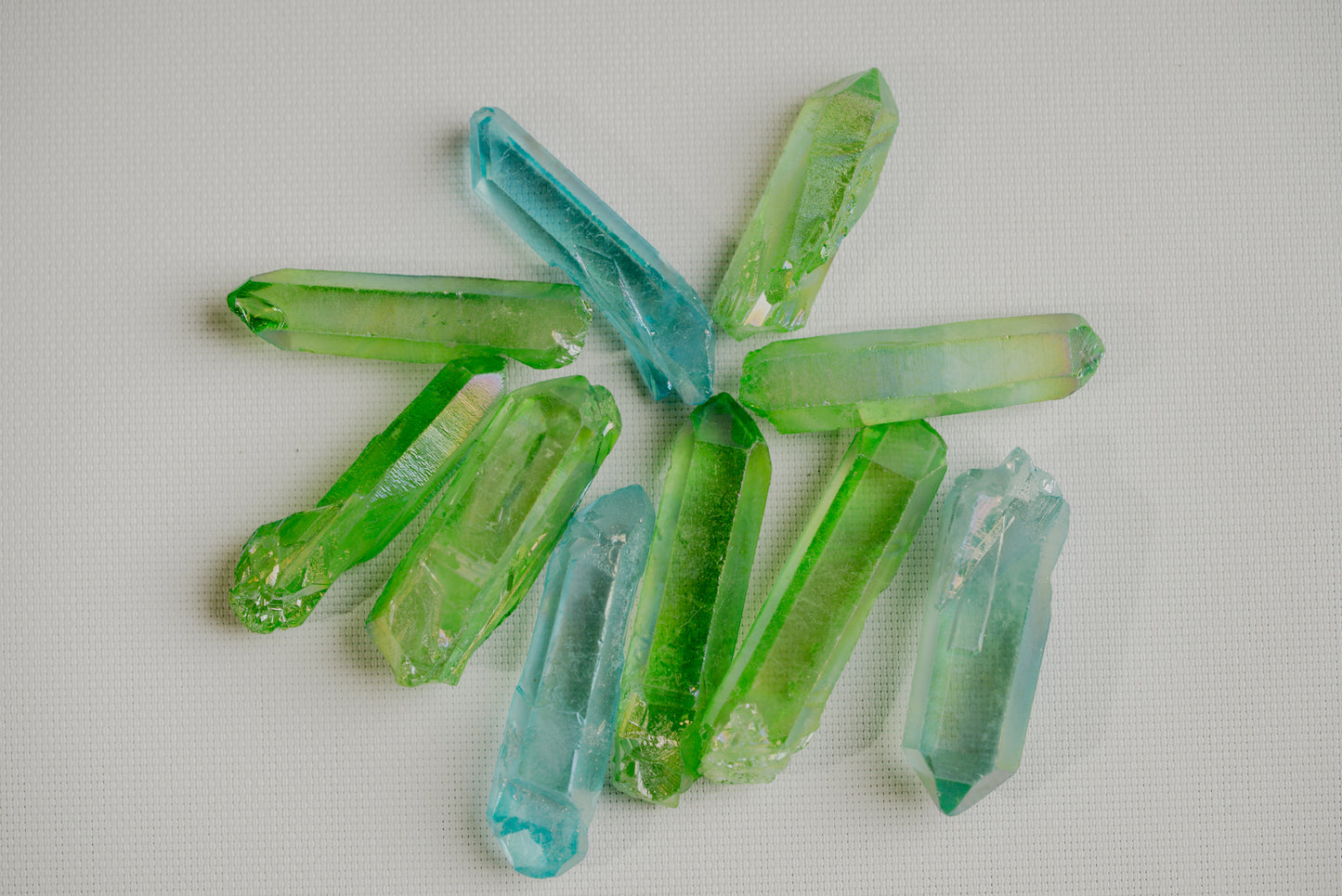 Green Aura – Titanium Green Crystal Point for Renewal and Energetic Balance
