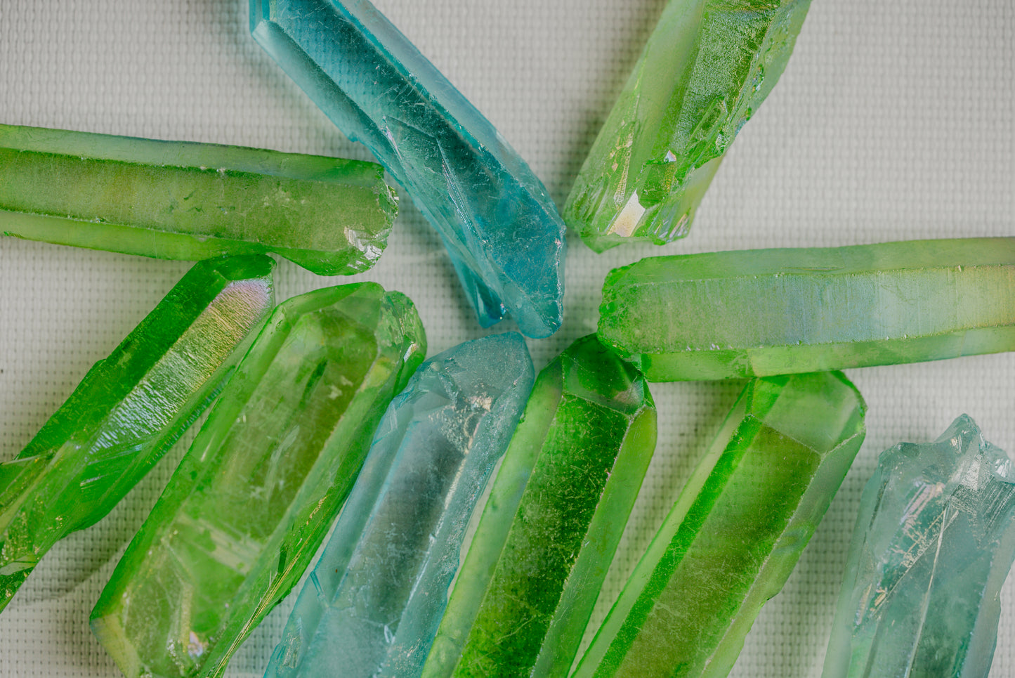Green Aura – Titanium Green Crystal Point for Renewal and Energetic Balance