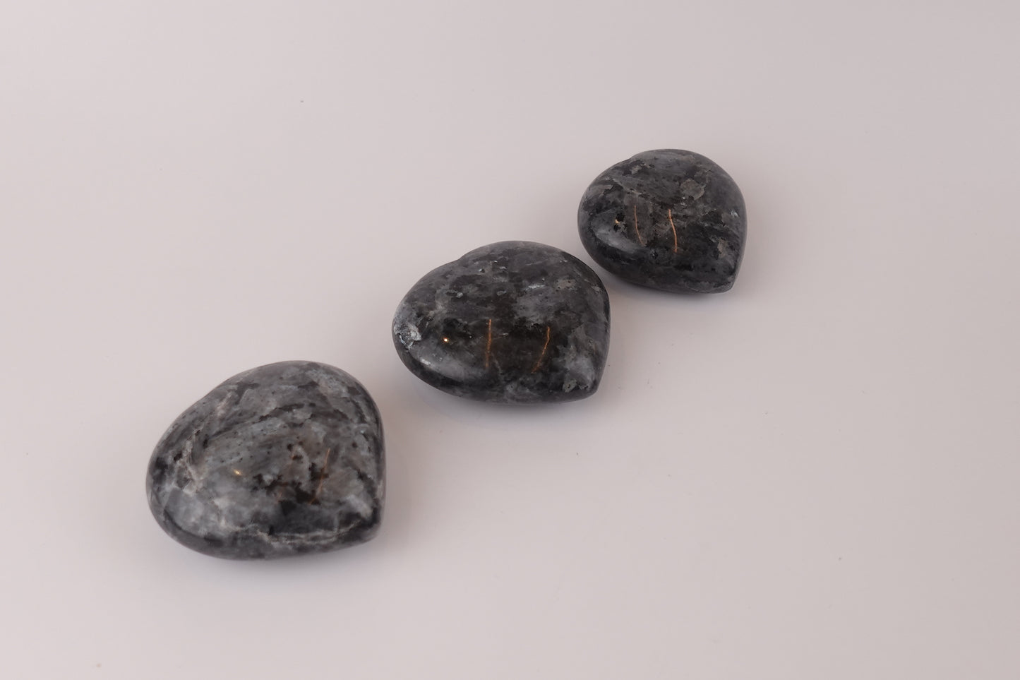 Larvikite Hearts – Decorative Larvikite Hearts for Protection, Mental Clarity, and Grounding Energy