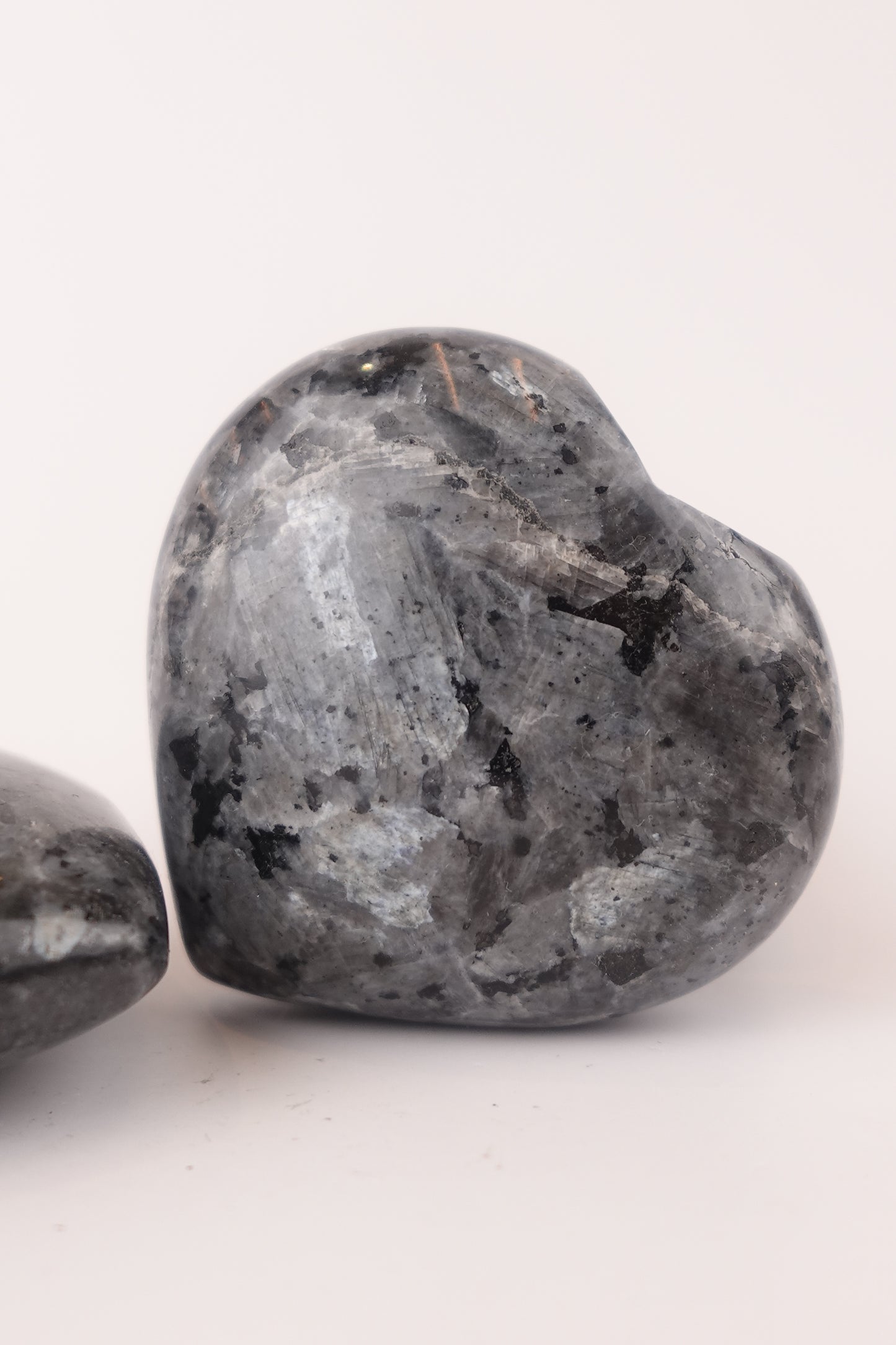 Larvikite Hearts – Decorative Larvikite Hearts for Protection, Mental Clarity, and Grounding Energy