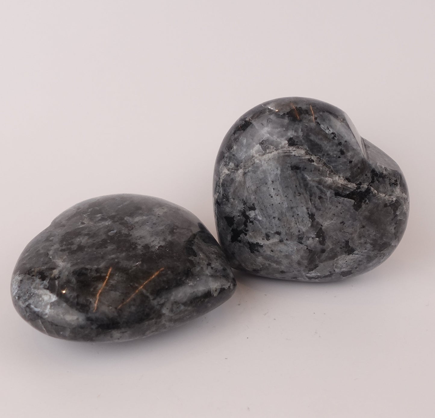 Larvikite Hearts – Decorative Larvikite Hearts for Protection, Mental Clarity, and Grounding Energy