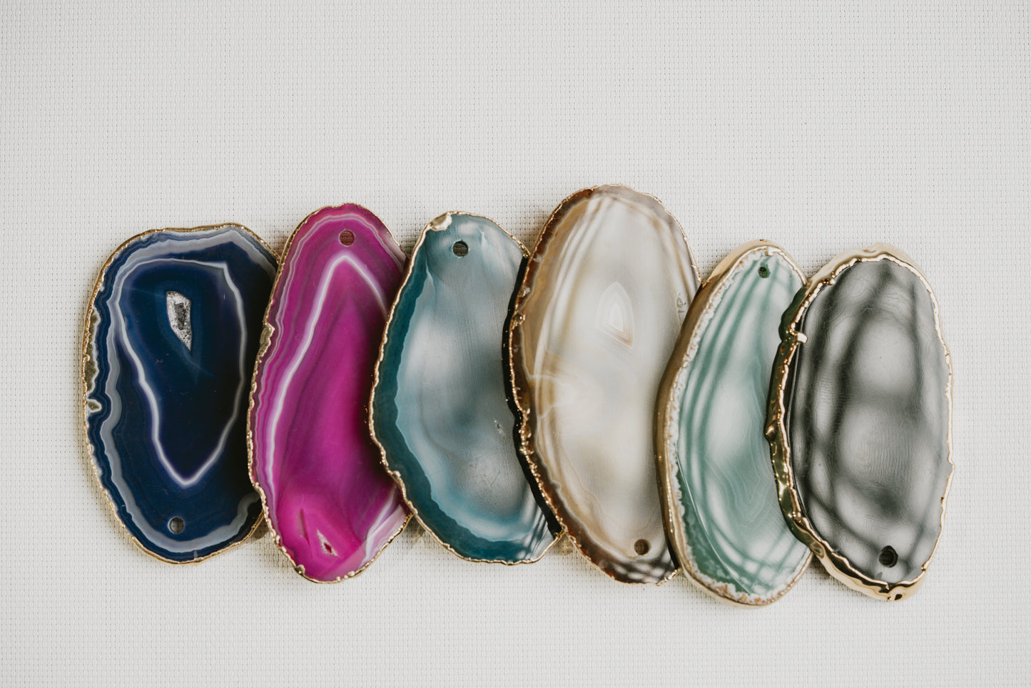 Luna Veil – Natural Agate Slice with Plated Edge for Protection and Versatile Décor