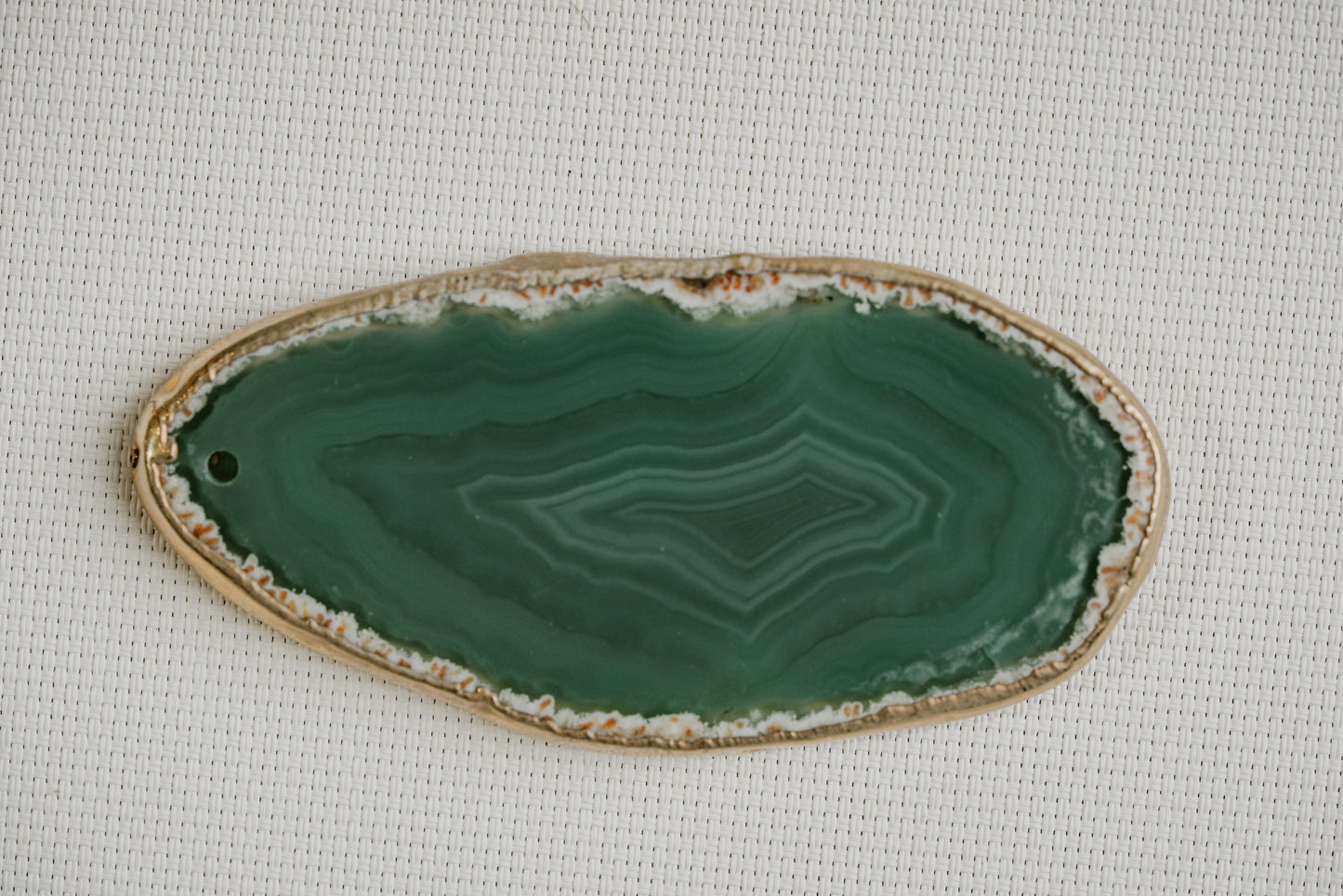 Luna Veil – Natural Agate Slice with Plated Edge for Protection and Versatile Décor