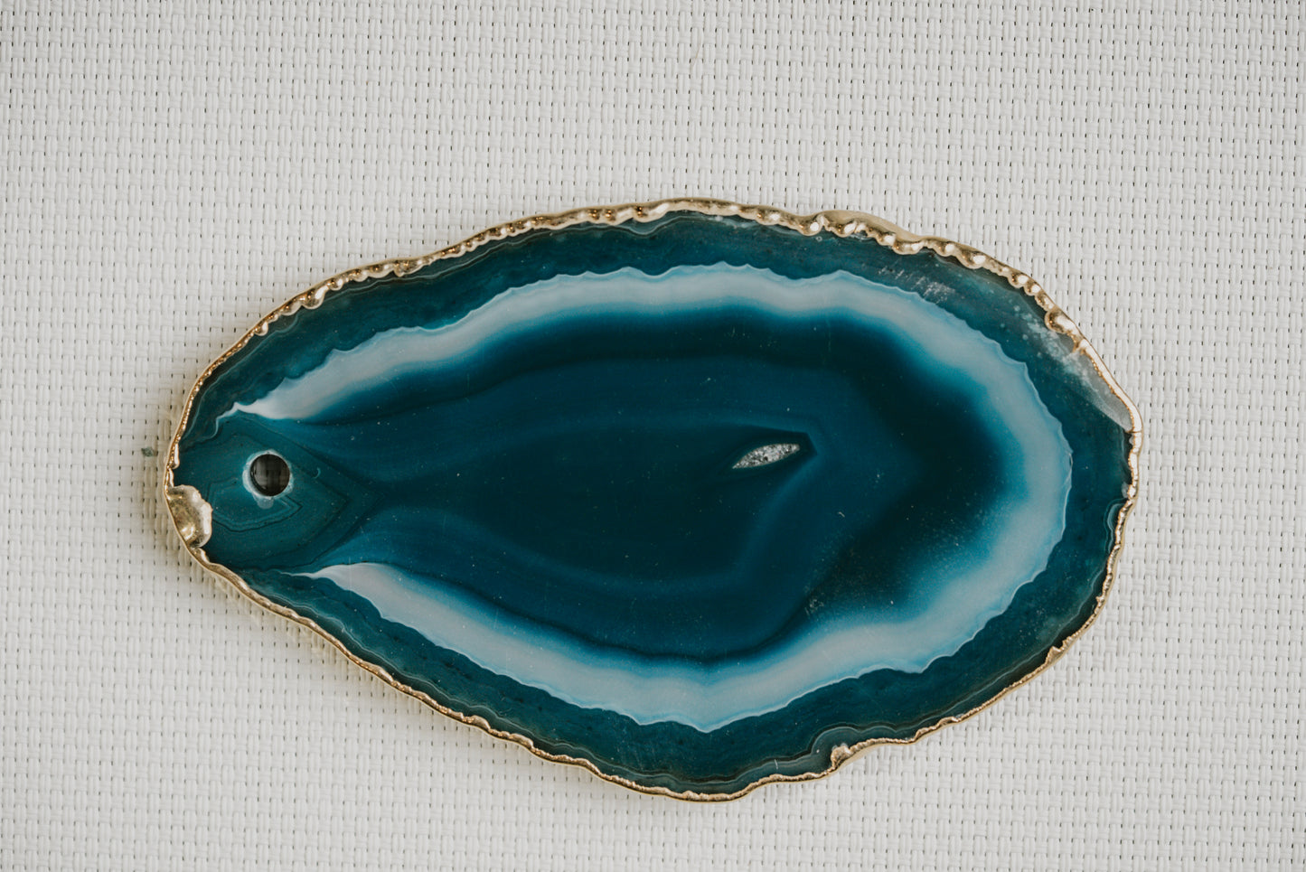Luna Veil – Natural Agate Slice with Plated Edge for Protection and Versatile Décor