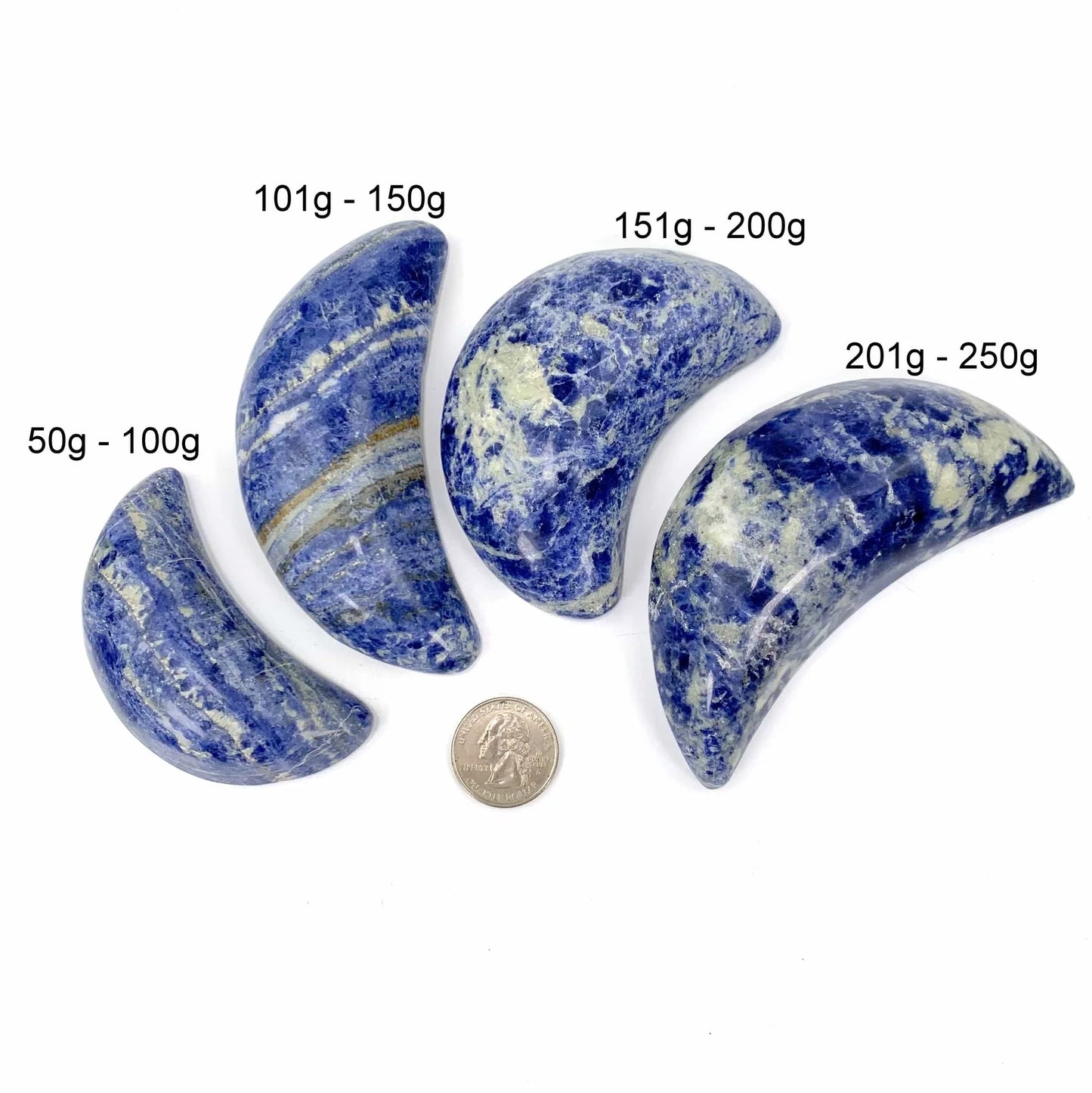 Midnight Moons – Natural Sodalite Crescent Moons for Lunar Rituals and Mental Clarity