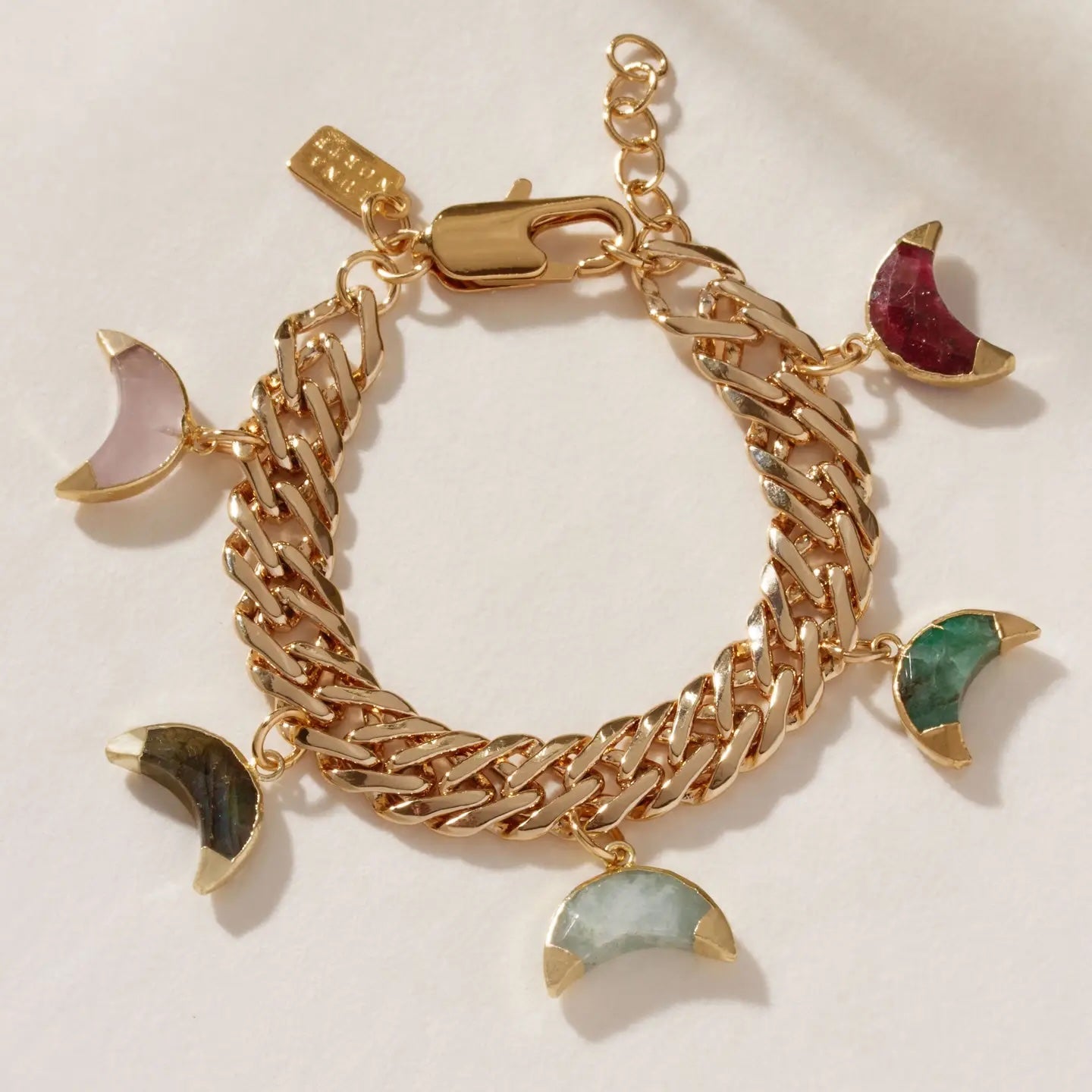 Bracelet -Gold-Bracelet-with-Moonbeam-Stone-Charm-for-Peace-and-Balance
