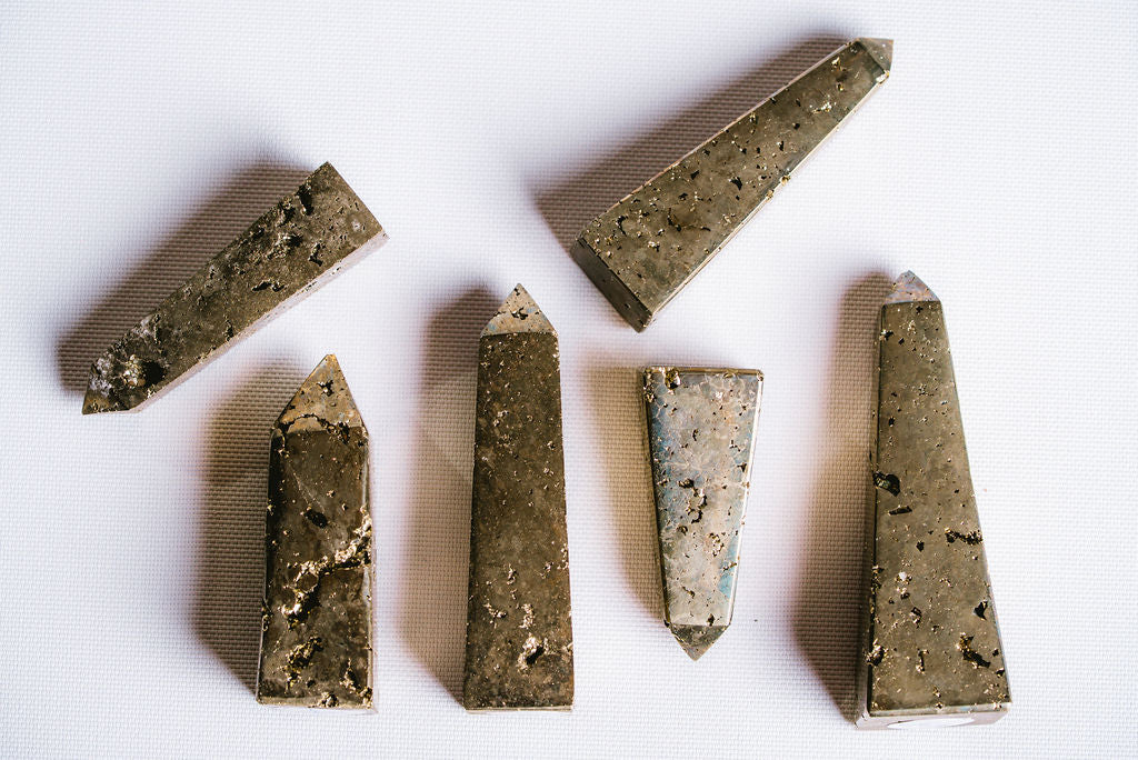 Pyrite Druzy Tower – Decorative Pyrite Druzy Tower for Abundance, Protection, and Grounding Energy