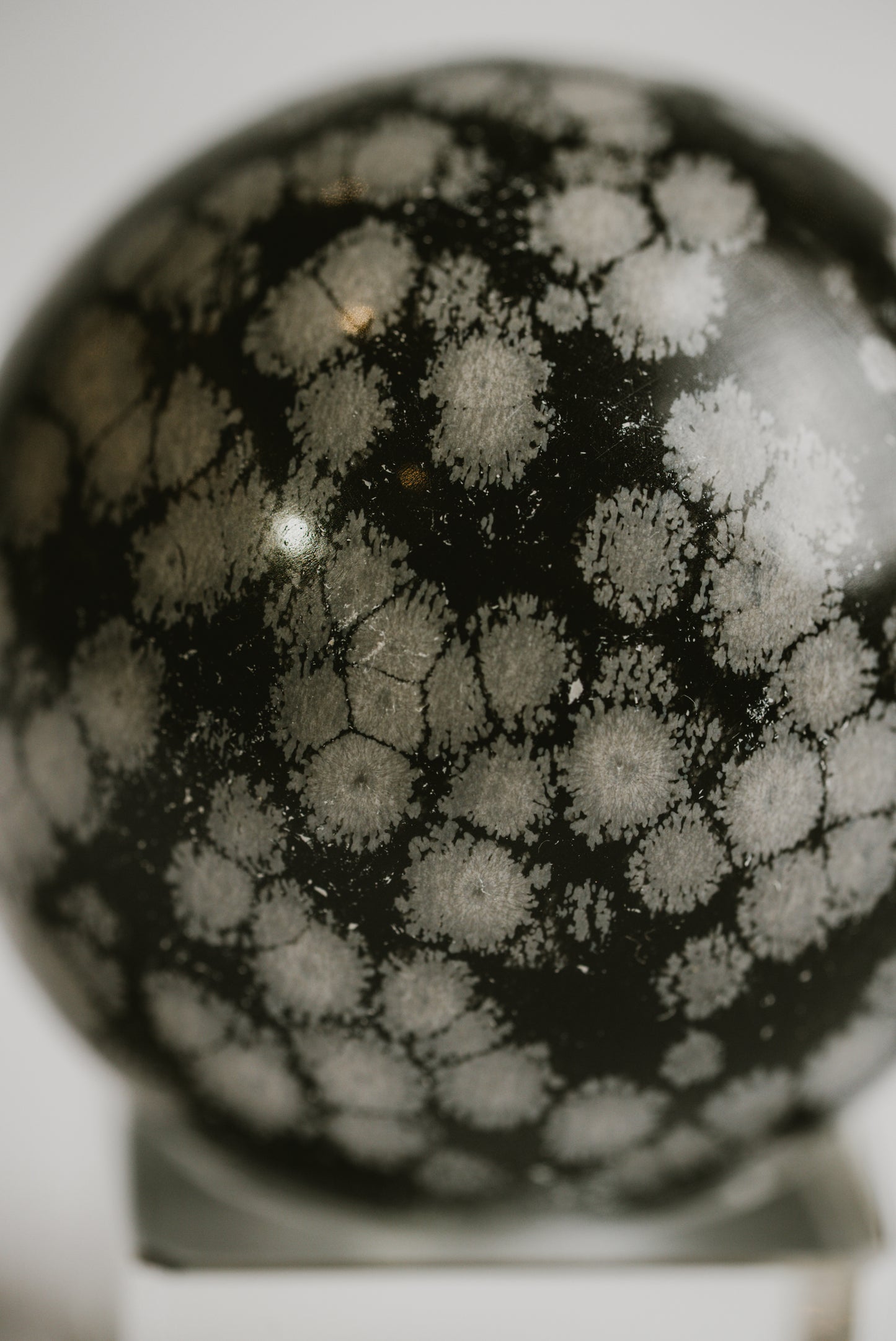 Snowflake Obsidian Sphere – Decorative Snowflake Obsidian Sphere for Clarity and Emotional Balance