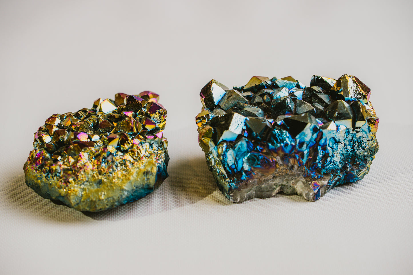 Titanium Aura Quartz Geode – Lab-Created Crystal for Inner Strength, Focus, and Mental Clarity