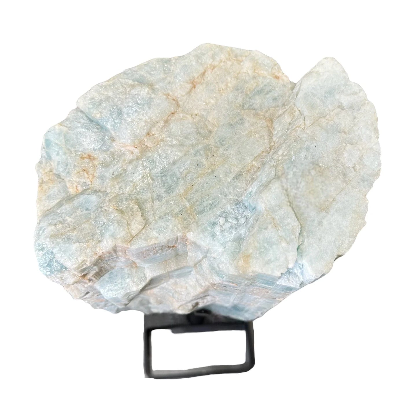 Ocean Stone – Raw Aquamarine on Metal Stand for Coastal Serenity and Calm Energy