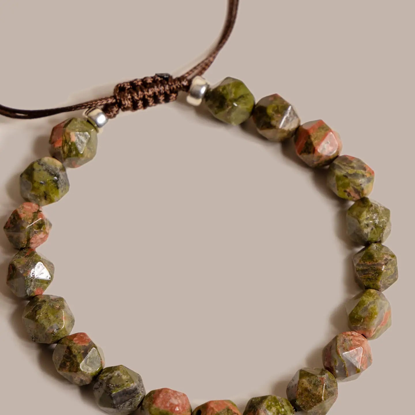 Unakite Gemstone Bead Bracelet For Men