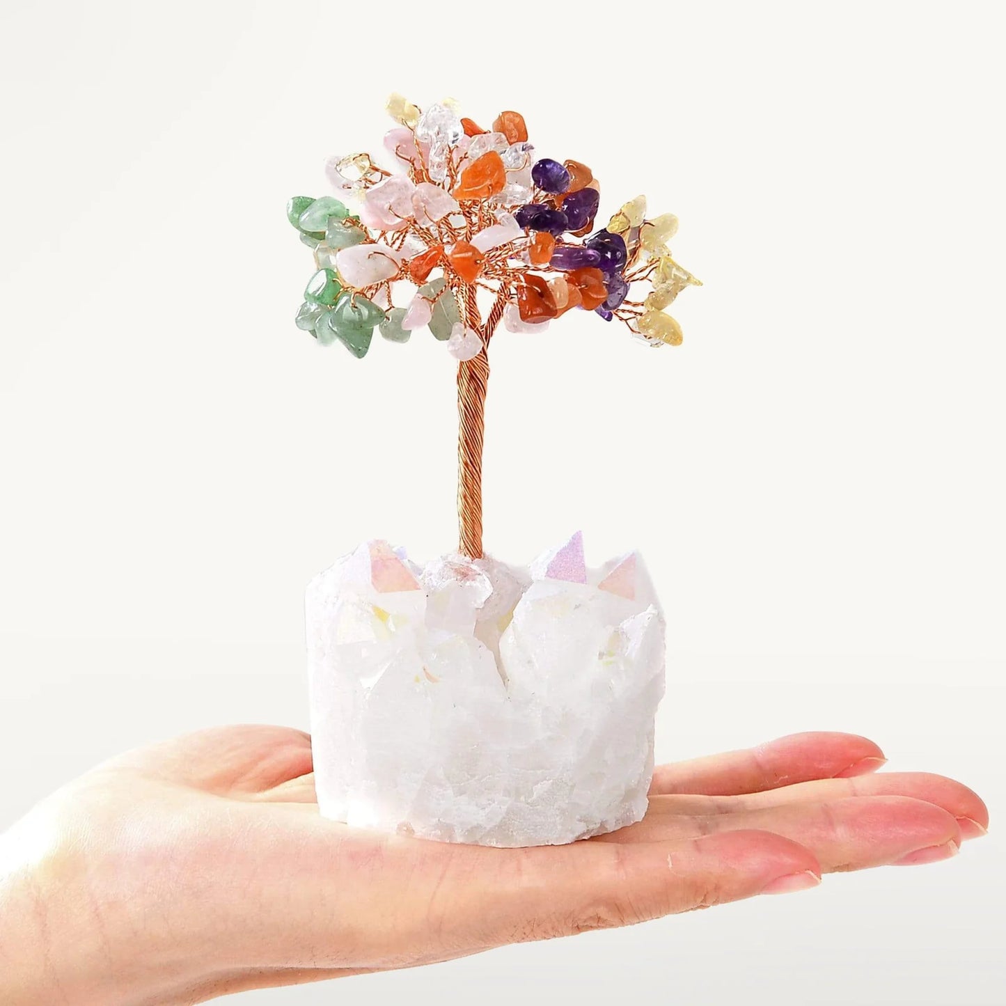Colorful Crystal Tree of Life with Quartz Base