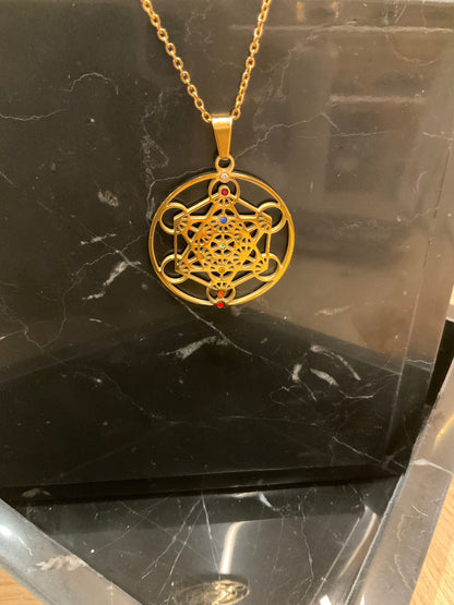 Metatron Seven Chakras Pendant – Energy Harmonization Jewelry with Orgonite