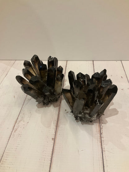 Smoky Phantom Quartz Cluster (Medium) – Grounding, Transformation, and Inner Strength