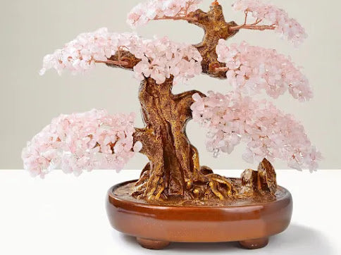 Rose quartz Bonsai Tree of live