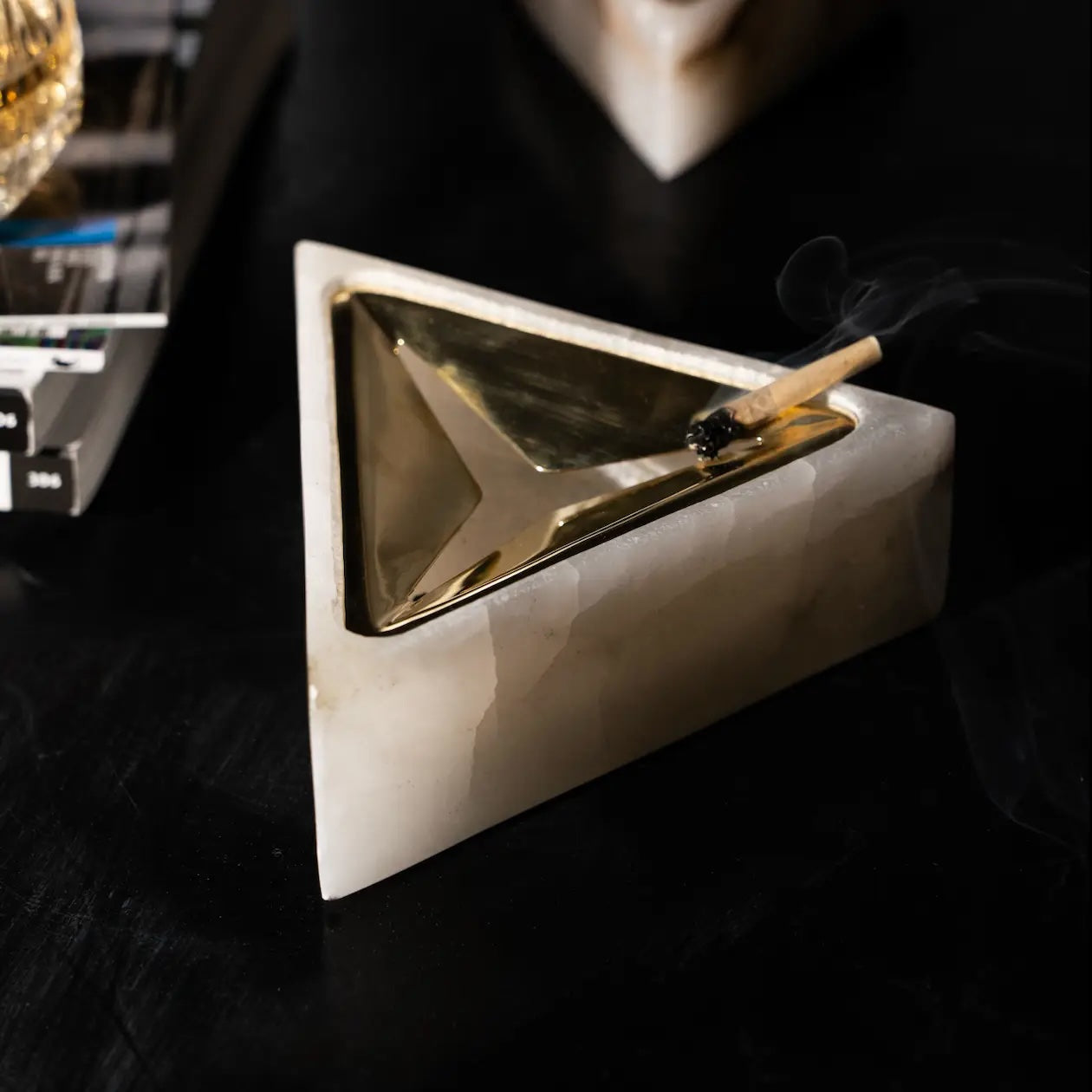 Golden Trilogy – Decorative Alabaster Marble and Brass Box for Sophisticated Spaces