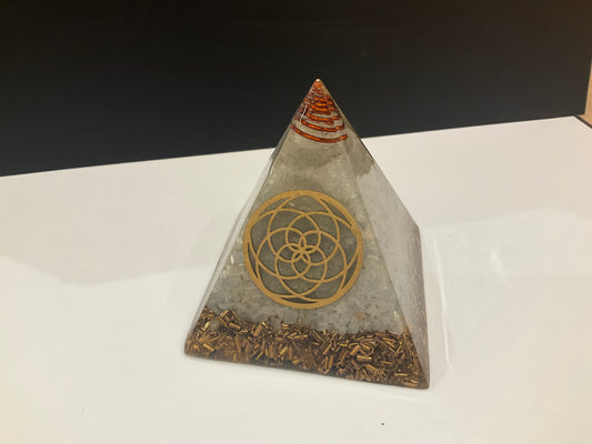 Blue Calcite Orgonite Pyramid Pentaflor