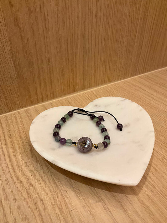 Mini Bracelet "Witch's Knot" with Fluorite and Amethyst