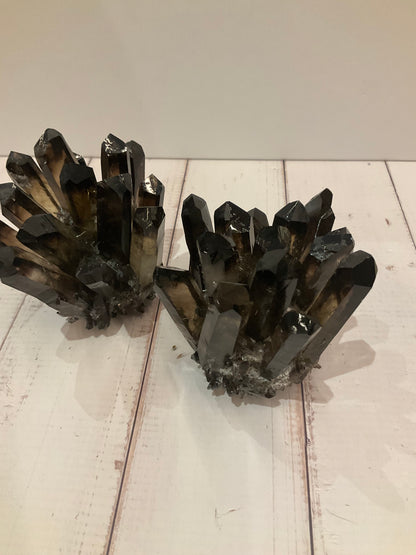 Smoky Phantom Quartz Cluster (Medium) – Grounding, Transformation, and Inner Strength