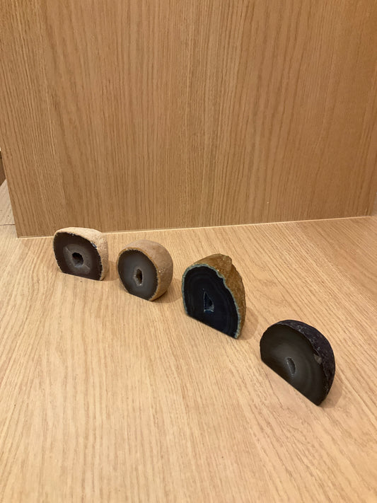 Natural Agate Geode With Drum - Pair
