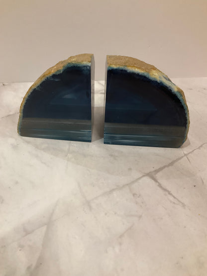 Blue Agate Bookend Medium – Elegant Blue Agate Bookend for Balance and Style