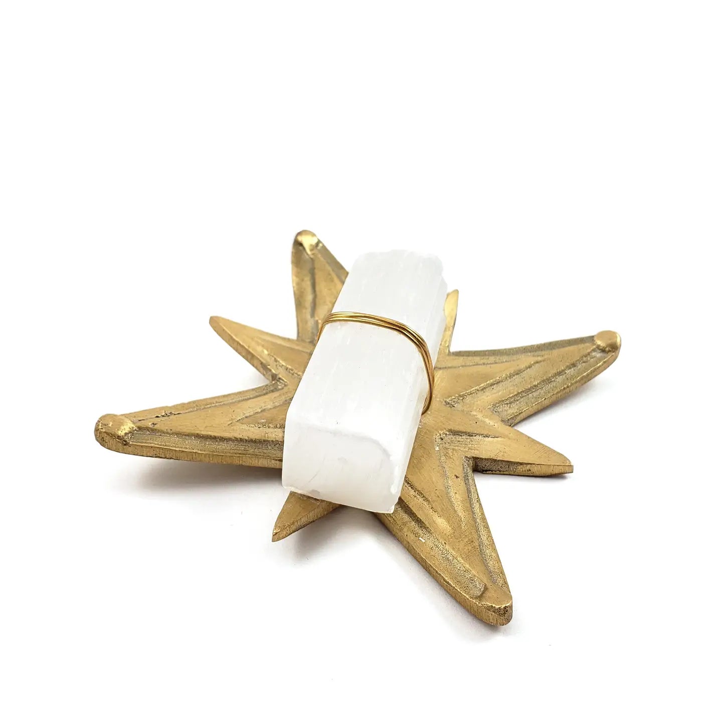 North Star Selenite Dish Gold