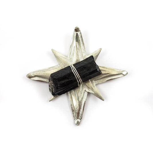 Black Tourmaline Star Dish Silver