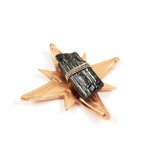 Black Tourmaline Star Dish Rose Gold