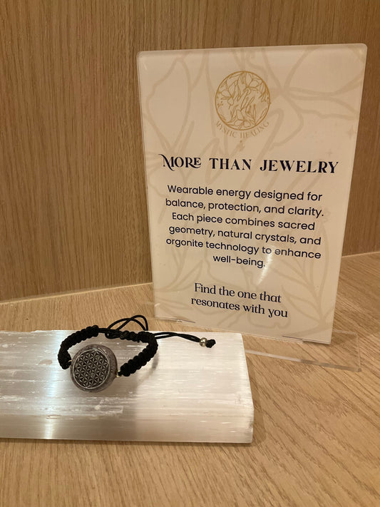 Medium Orgonite Bracelet "Flower of Life" - Clear Quartz & Amethyst