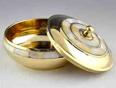 The Mother of Pearl Brass Bowl with Lid