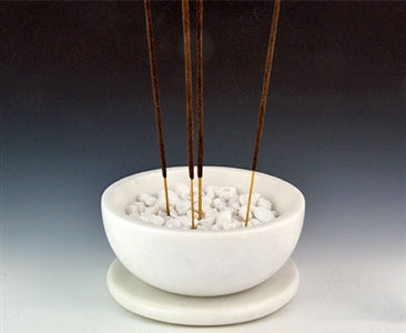 Opal White Marble Bowl and Coaster Set – Functional Elegance for Smudging, Incense, and Resins