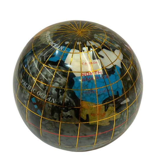 Black Opal & Ocean Gemstone Globe 3” – Decorative Sphere for a Sophisticated and Natural Touch