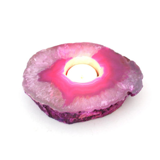Blush Radiance – Pink Agate Crystal Candle Holder for Elegance and Calming Energy