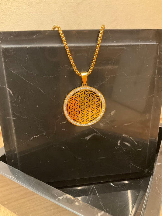 Flower of Life Pendant Necklace with Zirconia