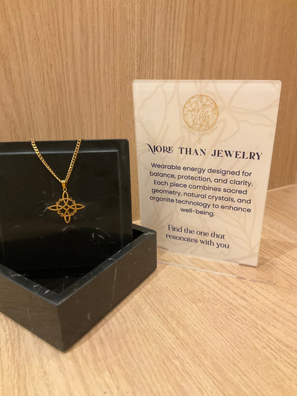 Golden Witch's Knot Pendant – Protective Jewelry for Energy Balance